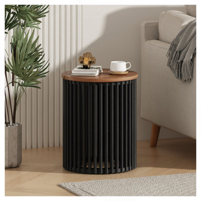 Table d'appoint en bois massif ACACIA, couleur naturelle et noire