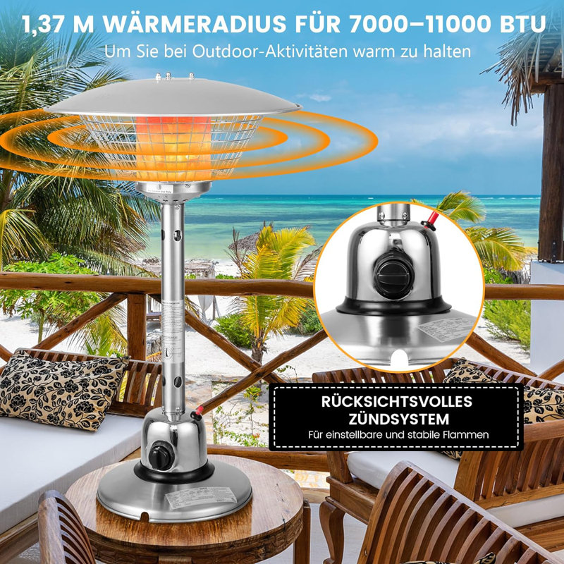 Faulkner Stainless Steel Propane Tabletop Patio Heater