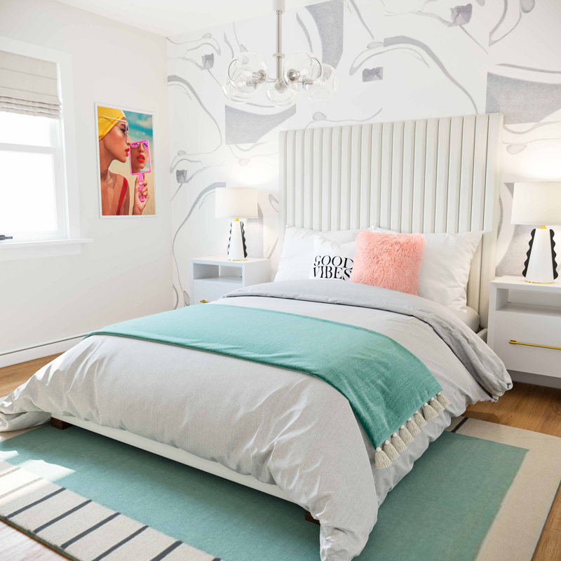 Arabelle White Velvet Bed In UK, Super King (6')