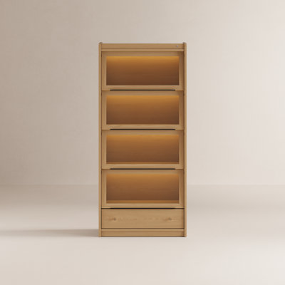 Renwick 69.69'' H 5-Tier  Solid Wood Barrister Bookcase with Glass Doors and Drawer