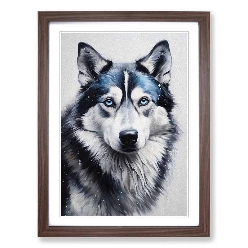 Husky Realism - Framed Print, Walnut , 64cm H x 46cm W x 2cm D