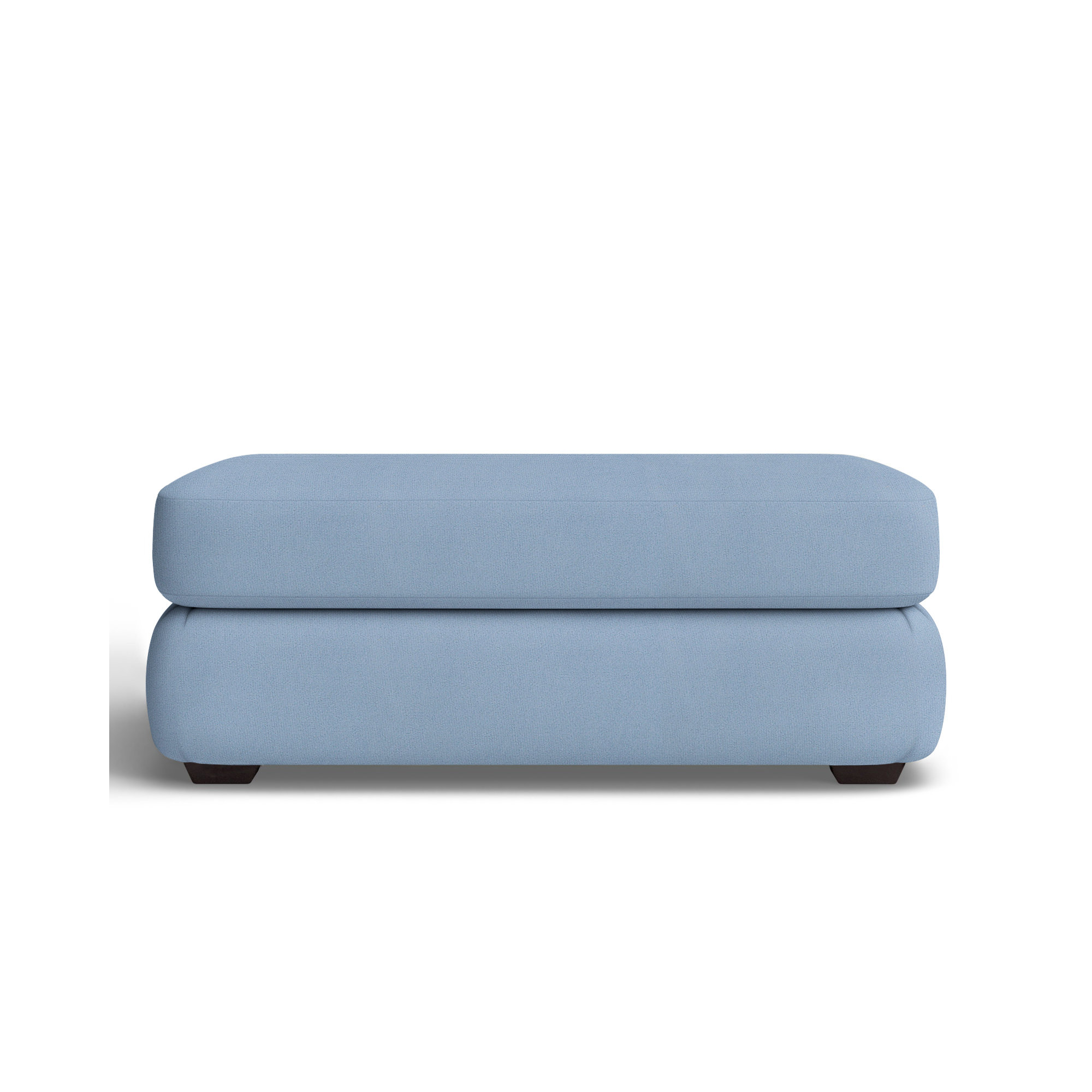 Emilio Upholstered Ottoman, Bella Ocean Performance Velvet