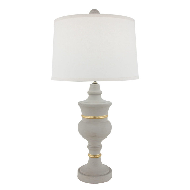 Raymond Haberdash Table Lamp, Soft Dark Gray/Gold Leaf