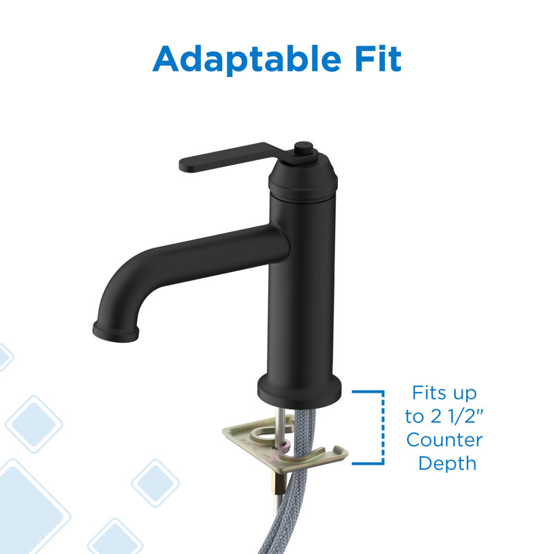 Kinzie Single Handle Single Hole Bathroom Faucet with Deckplate and Metal Touch Down Drain Included, Satin Black