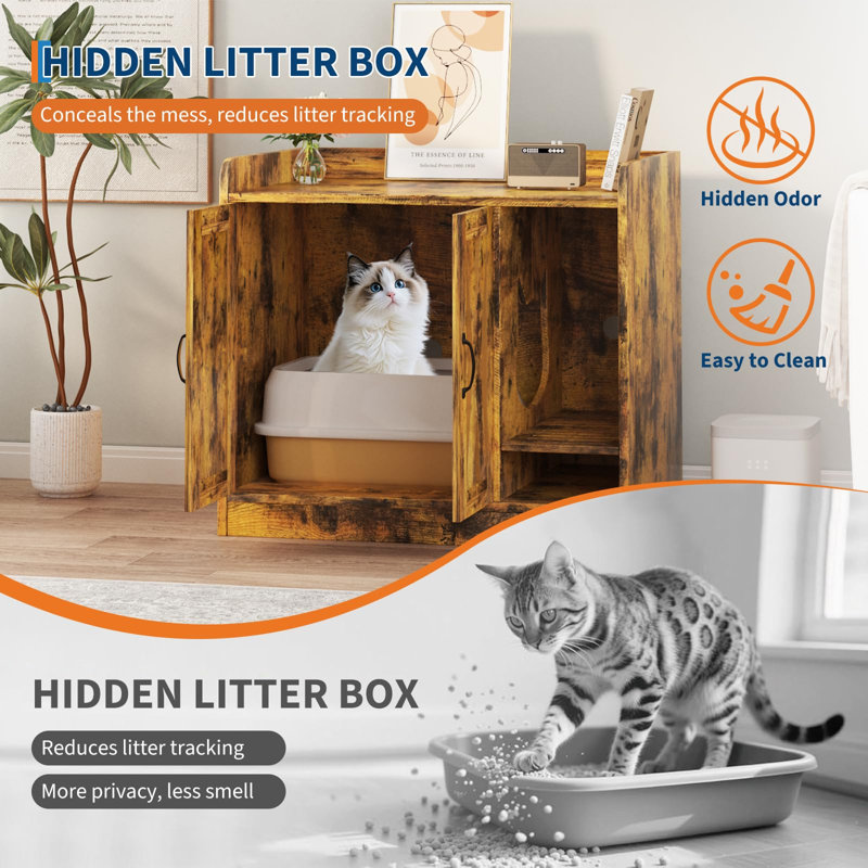 Enceinte cachée pour litière pour chat, Brown