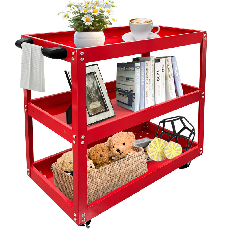 Chariot à outils roulant à 3 niveaux, chariot de service industriel d'une capacité de 440 lb avec roues