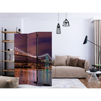 Gregroy 135cm W x 172cm H 3 - Panel Solid Wood Folding Room Divider