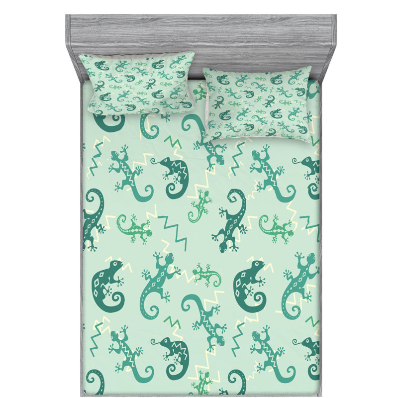 Reptile Microfiber Sheet Set, Queen Sheet Set with Fitted Sheet
