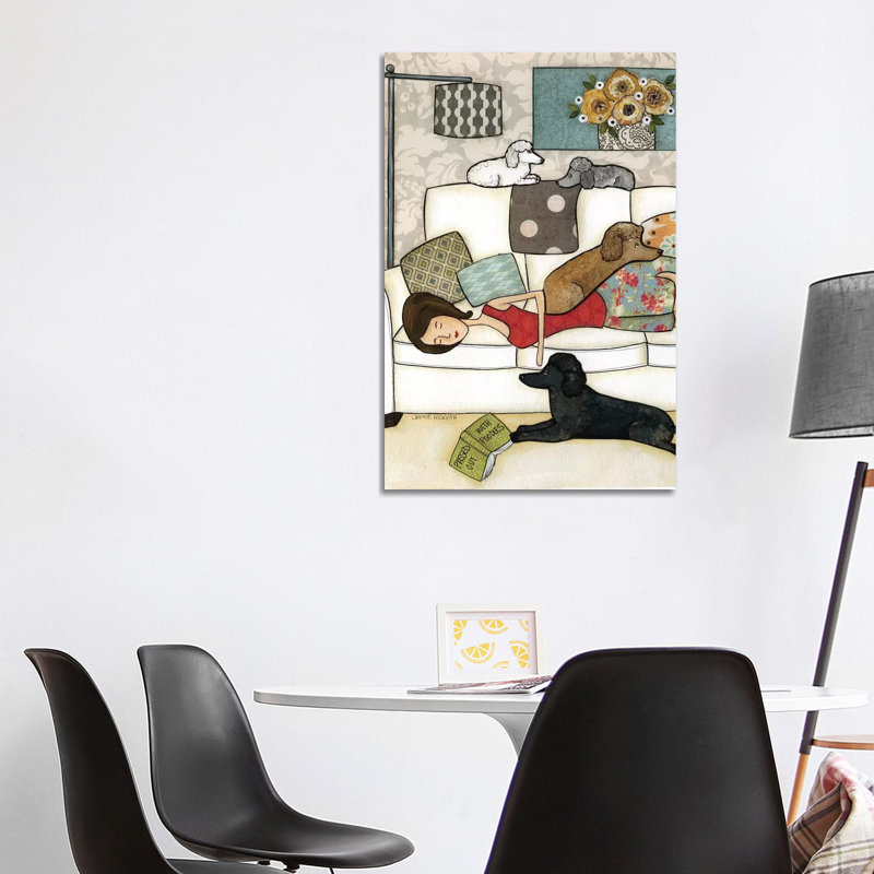 Passed Out With Poodles by Jamie Morath - Wrapped Canvas Painting, 101.6 cm H x 66.04 cm W x 1.91 cm D
