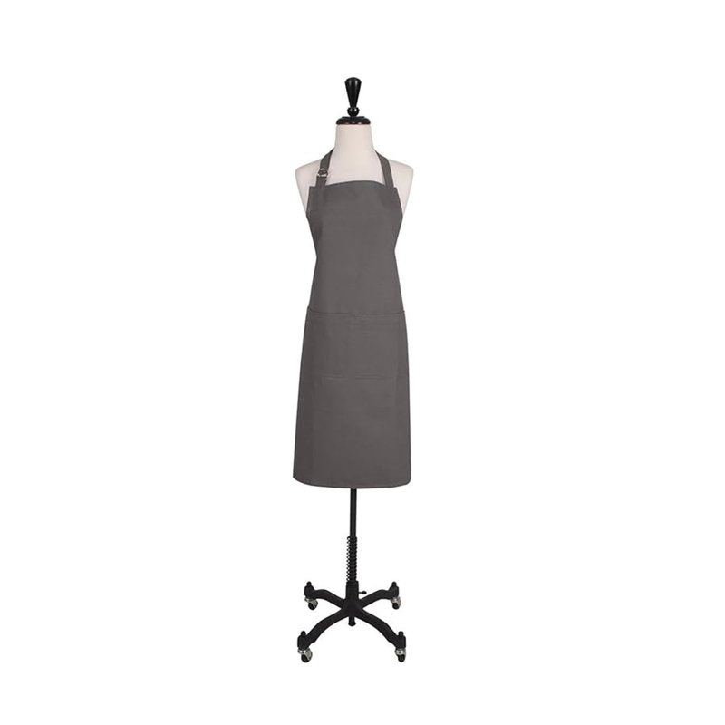Solid Bib Apron, Drizzle, D-Ring Neck Tie