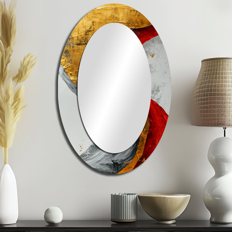 Fractal Volcano and Stone Energy II - Miroir mural moderne ovale, 36 po x 24 po