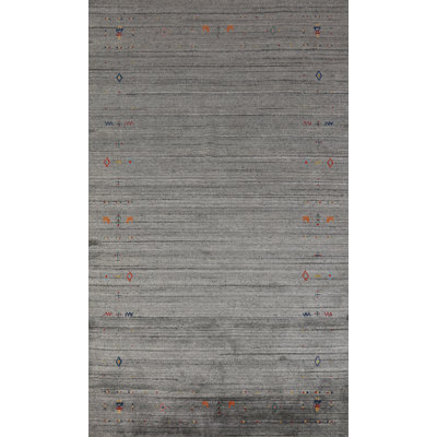 Handmade Gray Gabbeh Indian Area Rug 5x8