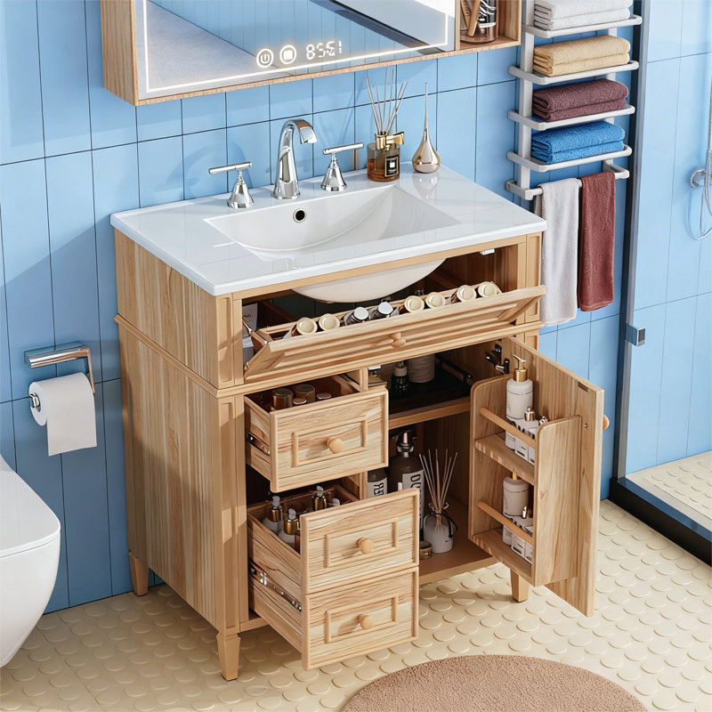 Bathroom Vanity With Sink, Brown