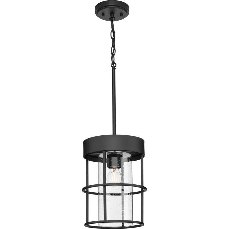 Luminaire suspendu cylindrique à 1 lumière, Noir mat