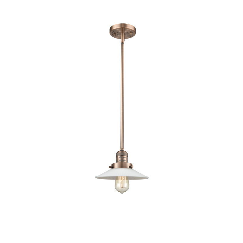 Luminaire suspendu conique à 1 lumière Miramontes, Ampoule DEL rétro de 3,5 watts, Cuivre antique, Transparent