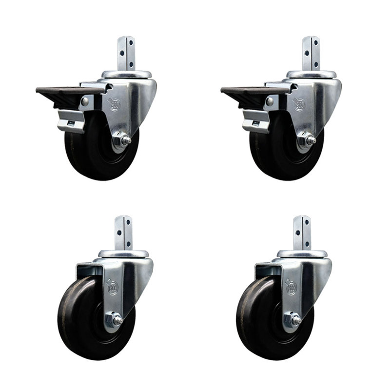 4 Piece Phenolic Caster Set, 7/8" square stem