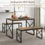 Ensemble de table de salle à manger en bois robuste 43,3 "avec 2 bancs pour 4-19505556-19505557-19505561