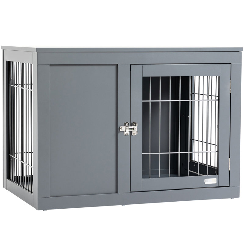 Cage pour chien, chenil d'intérieur pour animaux avec portes doubles, gris pour petits et moyens chiens, cage de table d'appoint en fil de fer, meubles