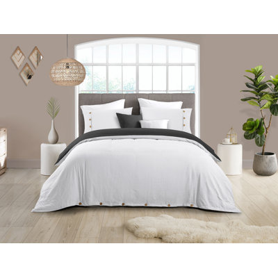 Swift Home Ultra Soft Reversible Duvet Cover Set, Button Closure & Interior Ties, All-Season Bedding