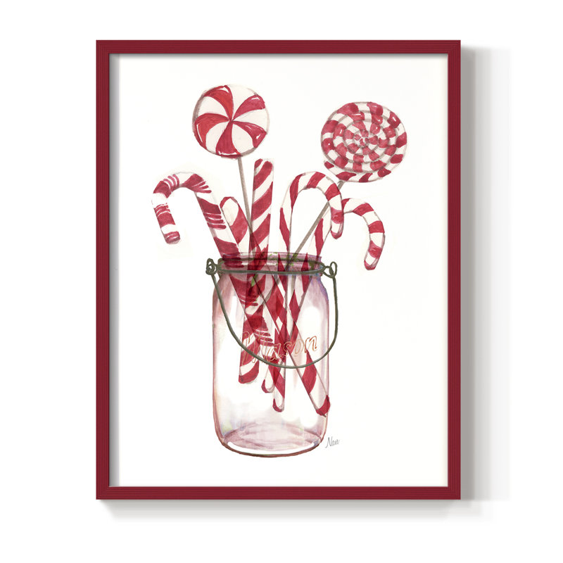 «Peppermint Treats», reproduction encadrée - bois massif, H 15 po x l 12 po, Rouge
