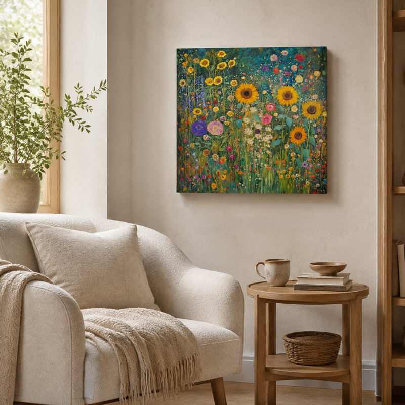 Art mural sur toile Sunlit Garden Field, H 12 po x l 12 po x P 1 po