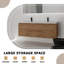 Meuble-lavabo double 59,1 po avec comptoir et deux tiroirs, meuble-lavabo mural flottant avec armoires de rangement (robinet non inclus), entièrement assemblé-1304438591-1304438578