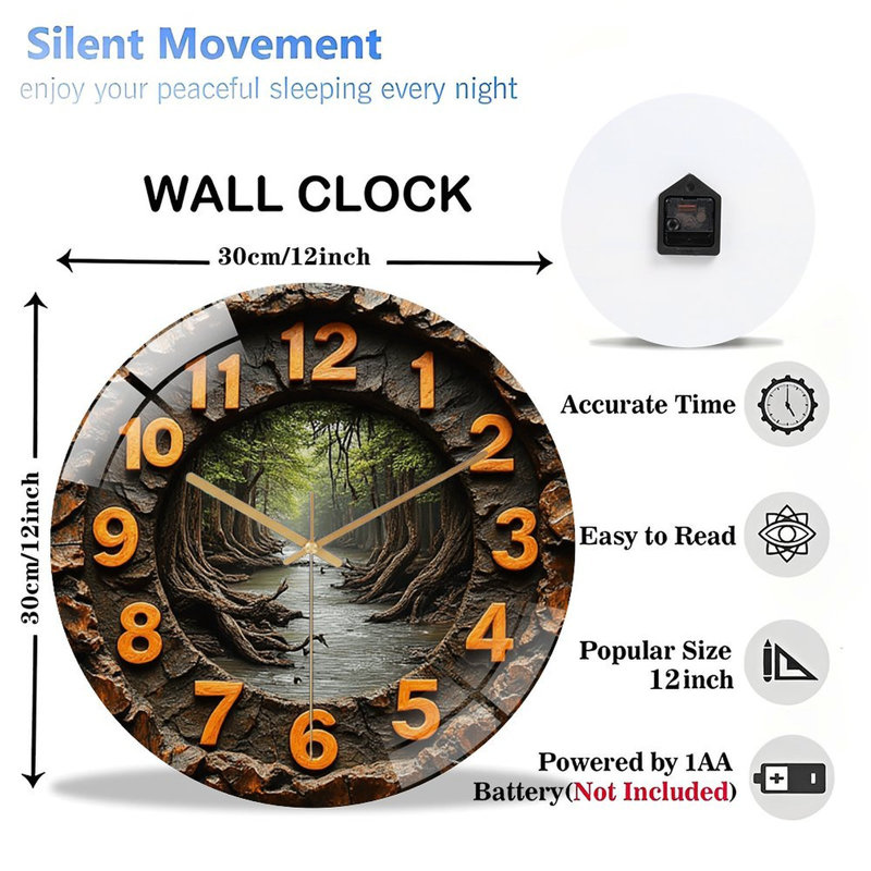 Horloge murale en pierre 12 po Stone River Forest