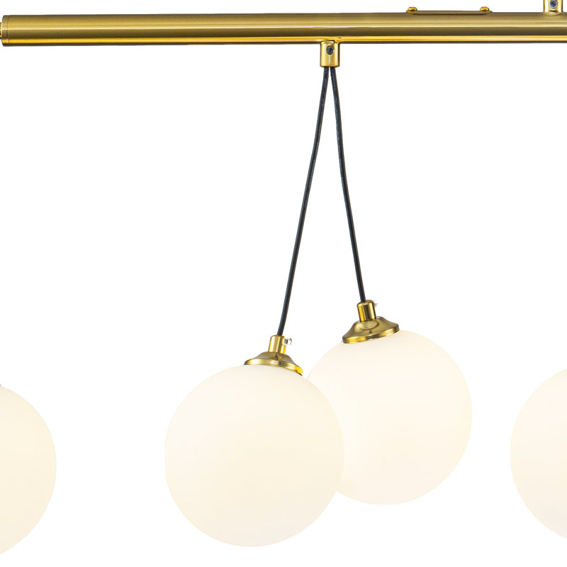 Luminaire suspendu moderne en forme de goutte d'eau, 8 ampoules G9, barre transversale plaquée or avec câbles noirs, 39 po de hauteur réglable de 19,7 po à 94,5 po, éclairage d'îlot de cuisine homologué UL pour plafond incliné