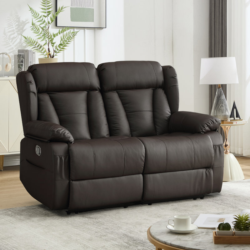 Canapé inclinable de 58,3 po, fauteuil inclinable pour causeuse pour véhicule récréatif - sièges de cinéma maison avec poches latérales pour le salon, fauteuils inclinables manuels pour roulottes de voyage