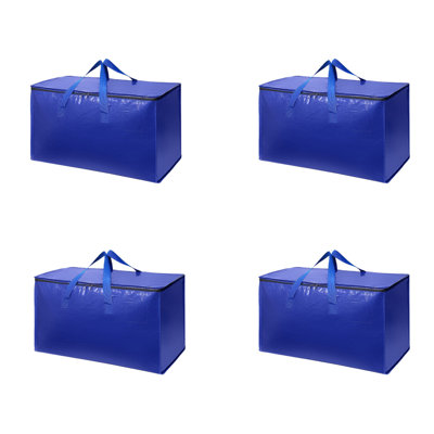  Paquet de 4 bacs de rangement avec couvercles, organisateurs de rangement robustes et rangement, sacs de rangement pour vêtements pliables, contenants de rangement pour couverture, édredon, oreiller, literie (bleu, paquet de 4)