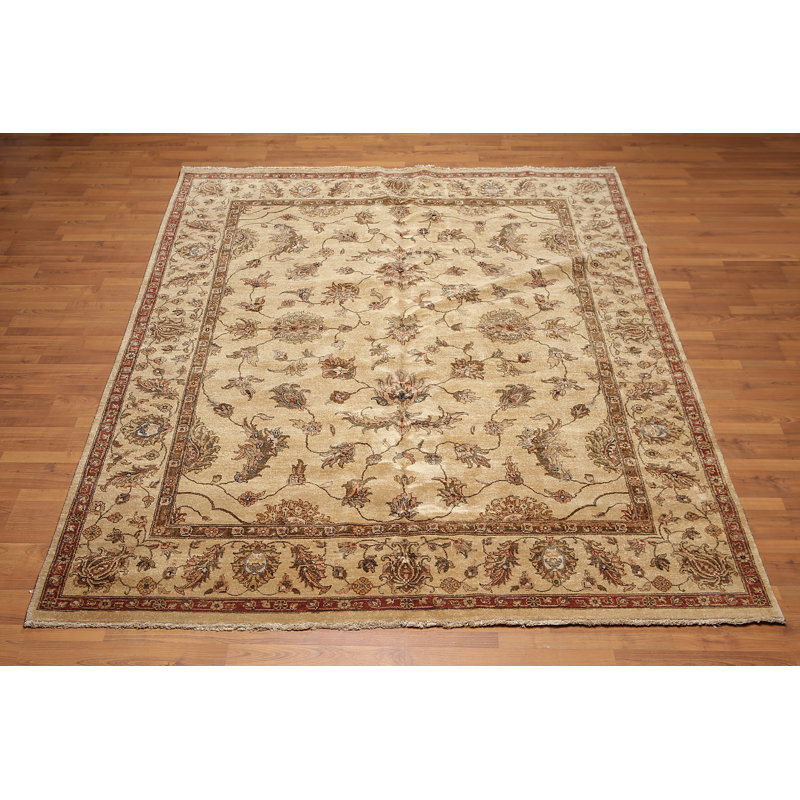 Tapis de zone en laine noué la rouille/brun/beige 8 pi x 10 pi one-of-kind Englewood