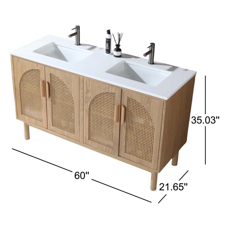 Nara 60" W Double Vanity, Yellow