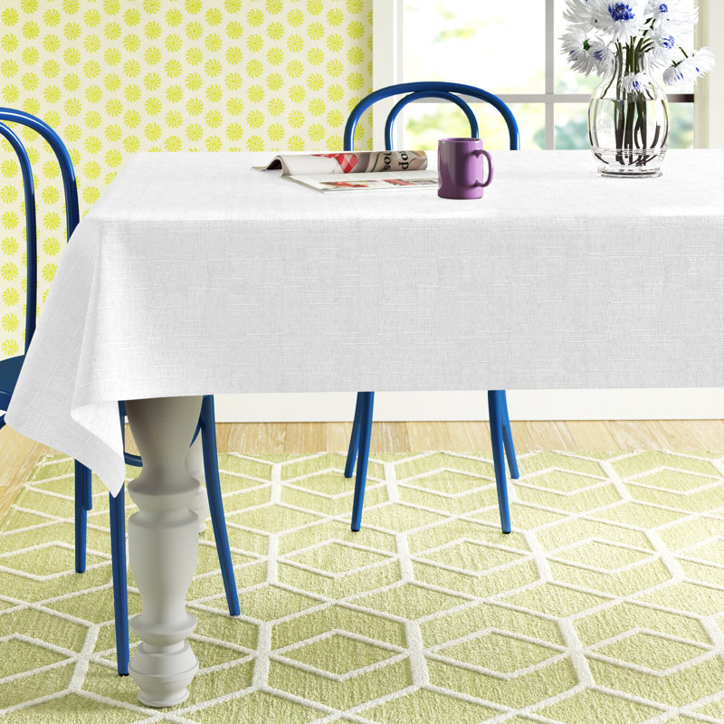 Bourland Plain Linen Look Tablecloth, 150cm W x 230cm D, White