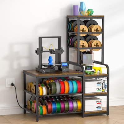 3D Printer Table With Filament Storage Rack, Heavy Duty Table Holds 3D Printer, Spools, Filament Dryer, Metal Spool Holder For PLA/ABS/TPU/Nylon, Fila