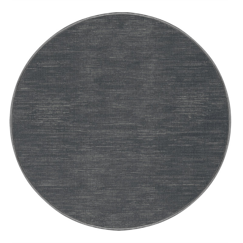 Machine Washable Solid Gray Area Rug, Round 3'