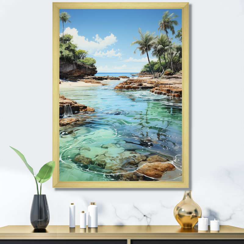 Dominicain Caribbean Dreamscape II sur impression sur toile, H 32 po x l 16 po x P 1 po, Encadrement doré