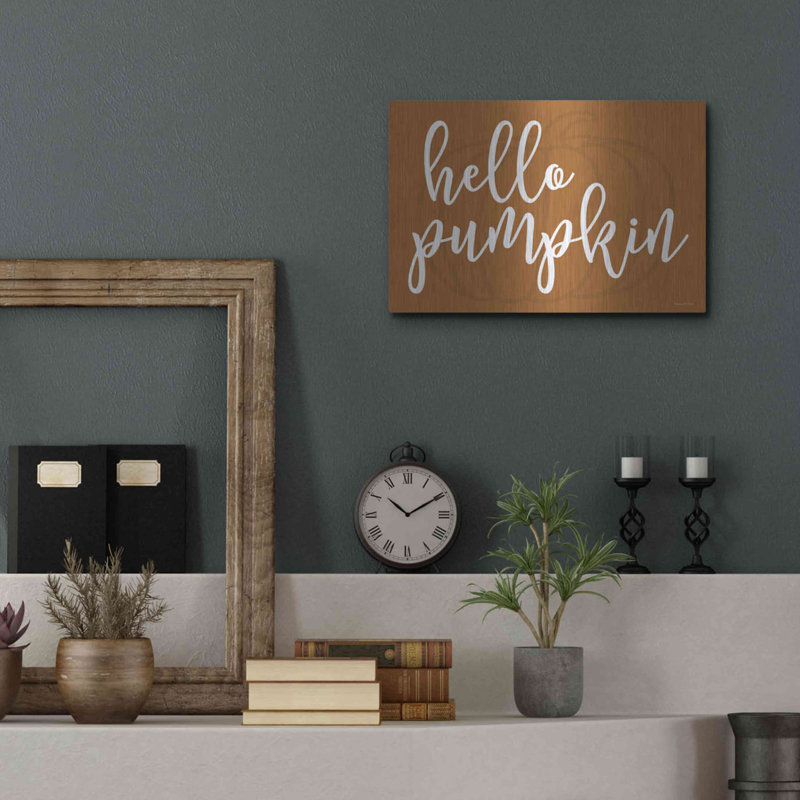 «Hello Pumpkin» par Lettered & Lined, art mural en métal, H 12 po x l 16 po