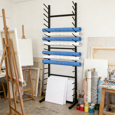 Support de rangement mural à 17 niveaux pour plans de construction, dessins, œuvres d'art, cartes et bannières - Organisateur en acier robuste avec un design peu encombrant