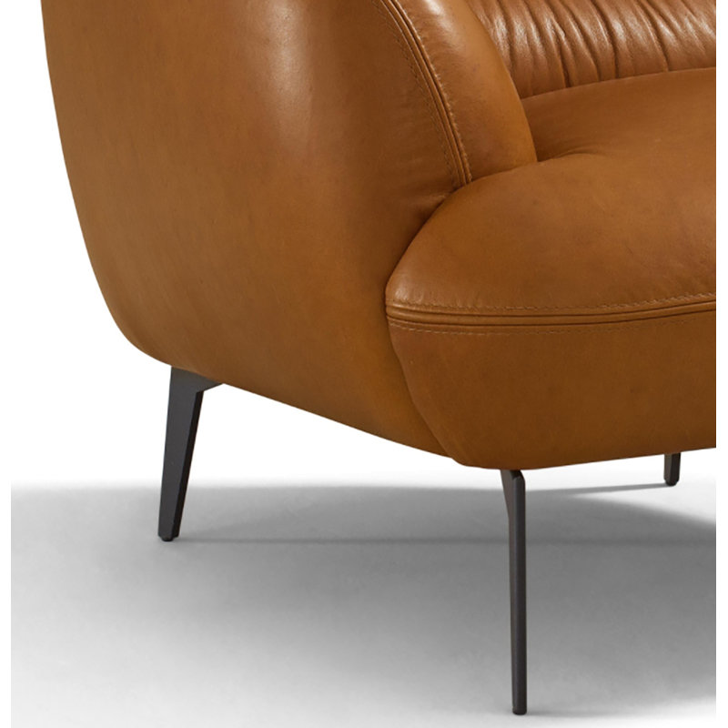 Canapé à accoudoirs encastrés en cuir véritable 88 po Catera, H 35 po x l 66 po x P 38 po, Cognac