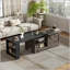 Table basse à plateau relevable Farmhouse avec portes de grange, prise de courant et roulettes-129414929