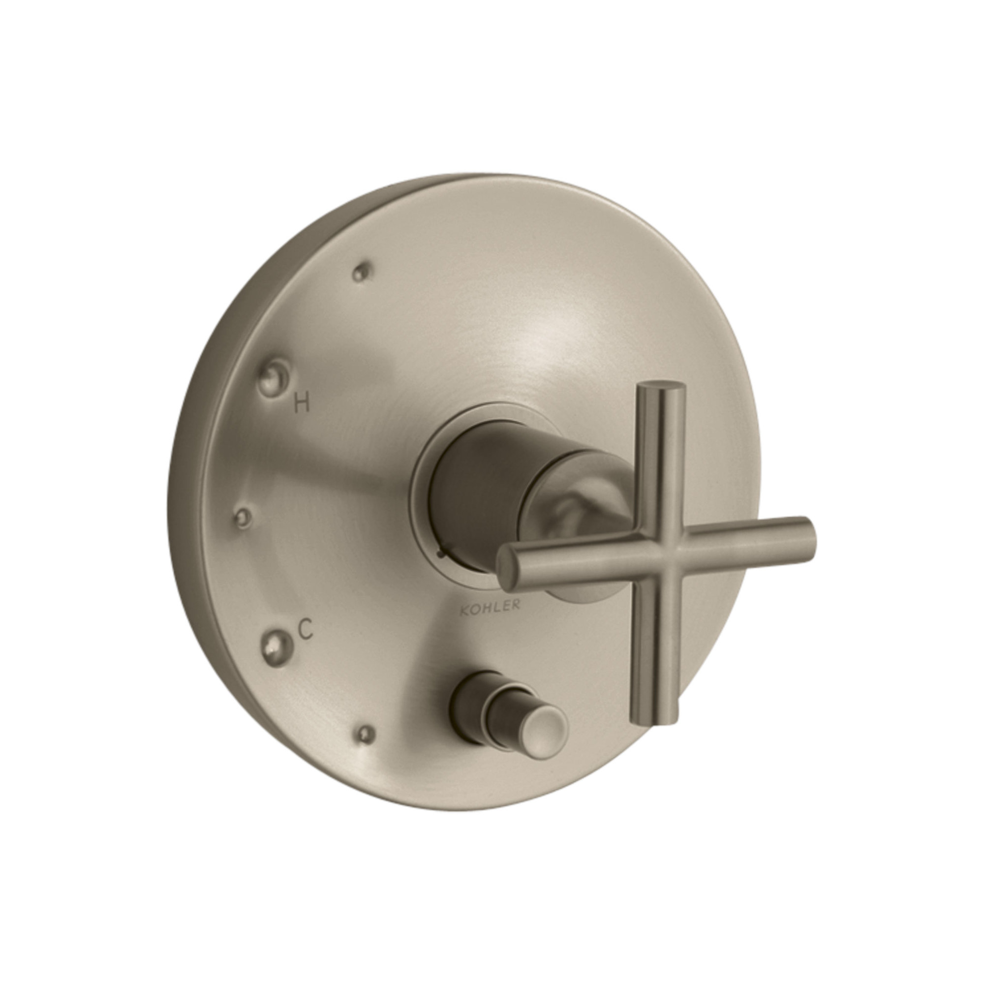 Purist Rite-Temp Pressure-Balancing Valve Trim with Cross Handles, Vibrant Brushed Bronze