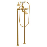 Weymouth Double Handle Floor Mounted Clawfoot Tub Faucet Trim with Diverter and Handshower