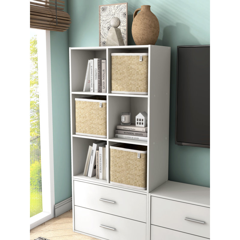 Bibliothèque de rangement Breayla, Blanc, 6 cubes