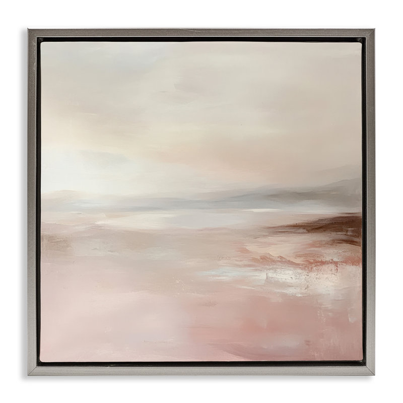 Cadre flottant en marée rose, par Petal Prints Design, H 25 po x l 25 po, Cadre flottant gris lustré