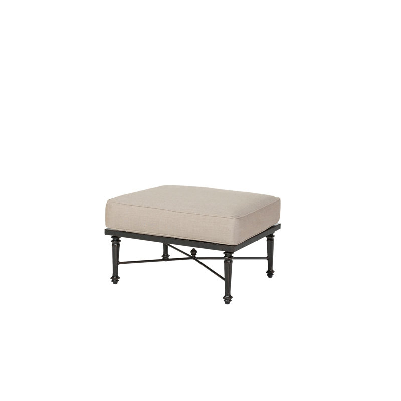 Grand Terrace Sectional Ottoman Frame with Sunbrella Cushions, Canvas Heather Beige Sunbrella® Canvas, Desert Bronze