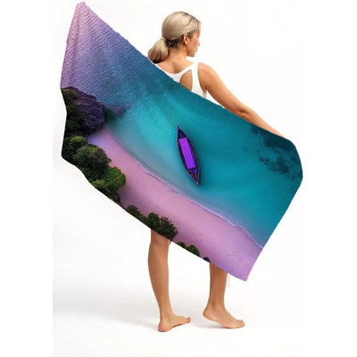 Bateau en microfibre surdimensionnée, serviette de plage légère, très grand, arbre, serviettes de sable, voyage, piscine, gymnase, yoga, camping, adultes, hommes, plage, accessoires de plage, accessoires de vacances, cadeau, 32 x 63 po