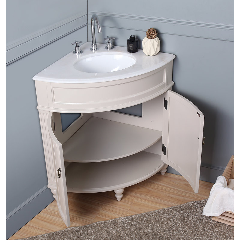 Wilhoite 24'' Single Bathroom Vanity with Top, Taupe, White