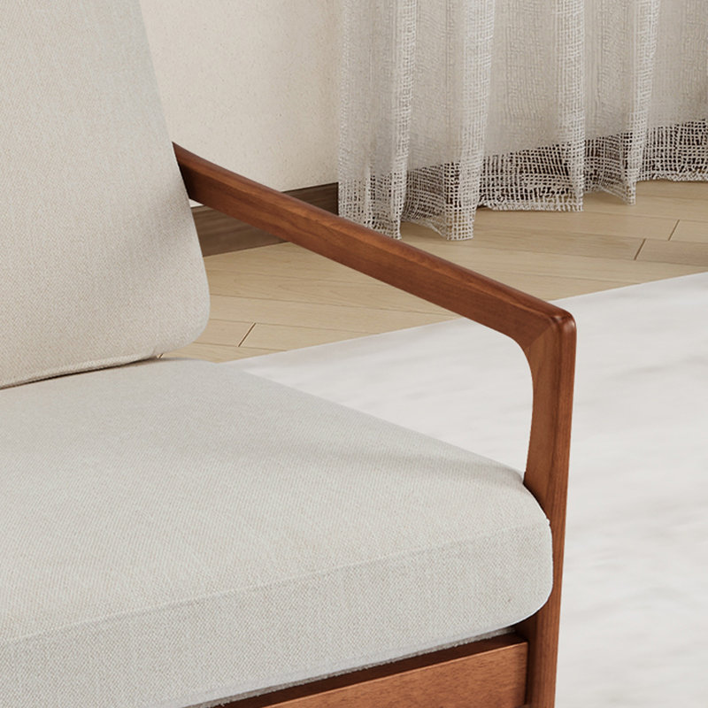 25.6" W Upholstered High Back Accent Armchair, Beige Polyester