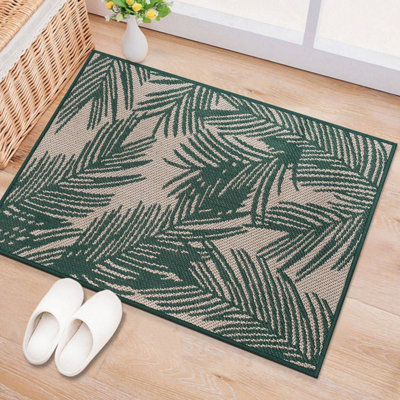 Tapis intérieur / extérieur à motif floral vert / beige Steph