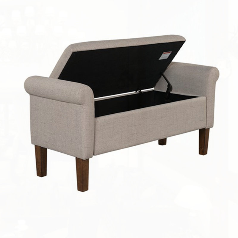 Upholstered Storage Bench, Beige